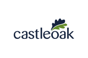 Castle Oak logo in blue and green