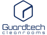 Gaurdtech Cleanrooms logo in white and dark blue